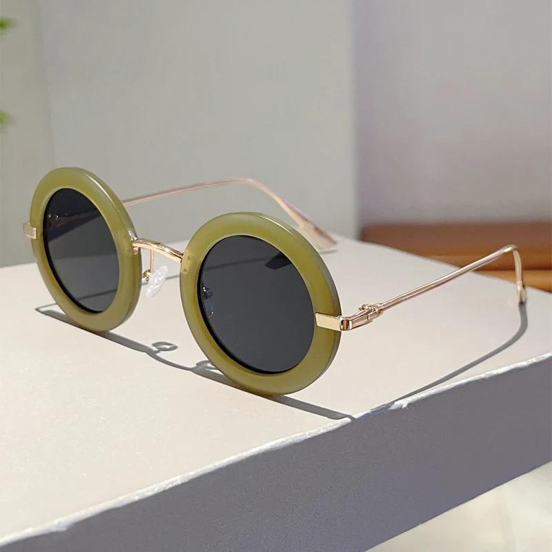 Kammpt Punk Round Sunglasses Men Vintage Multi-Color Shades Women New In Trendy Cute Retro Luxury Brand Design Sun Glasses