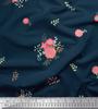 Soimoi Japan Crepe Satin Fabric Leaves,Aster & Camellia Flower Printed Craft Fabric by the Metre 42 Inch