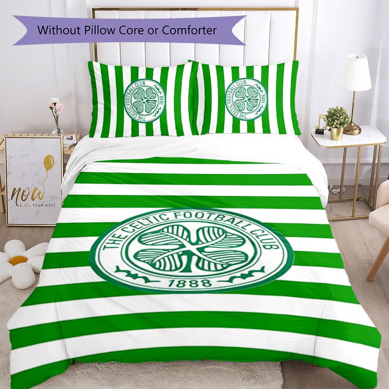 Celtic FC 3-częściowy komplet pościeli Poszewka na kołdrę Zapięcie Zawiera 1 poszewkę na kołdrę i 2 poszewki na poduszki na wszystkie pory roku Dekoracja sypialni, domu, akademika