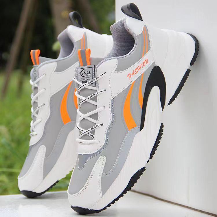Mesh sports casual shoes leather casual large size dad shoes comfortable and breathable