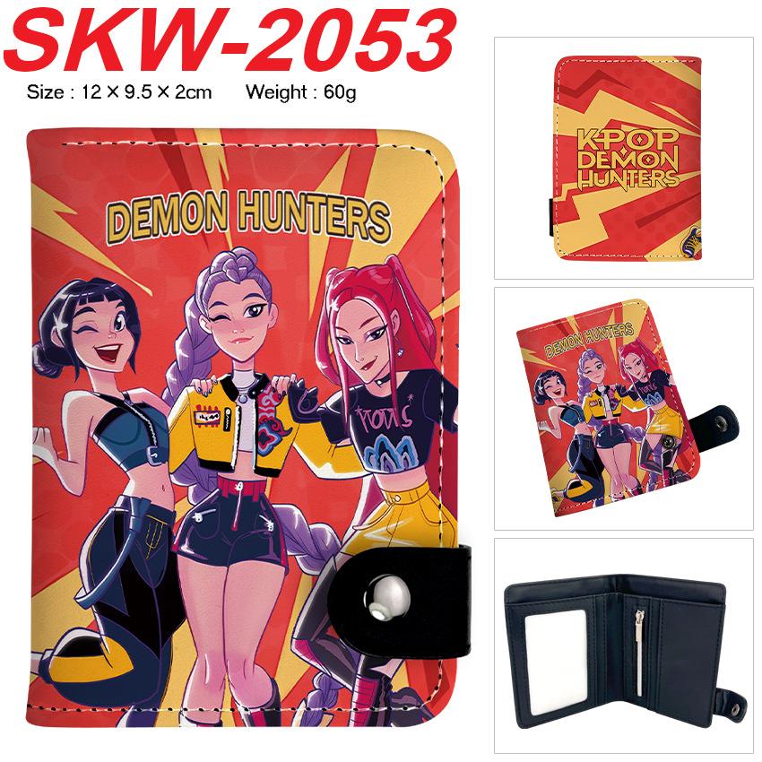 KPop Demon Hunters Wallet Vertical Snap Button Double Layer Card Holder Coin Purse Portable 1pcs