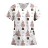Women's Fashion Printed Short Sleeve V Neck Pattern Tops Pocket Working T-shirts