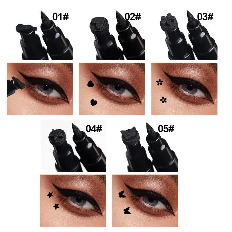 Dragon Ranee Double Head Star Seal Eyeliner Waterproof Non-smudging Novice Heart Plum Embellished Eye Tail Eyeliner