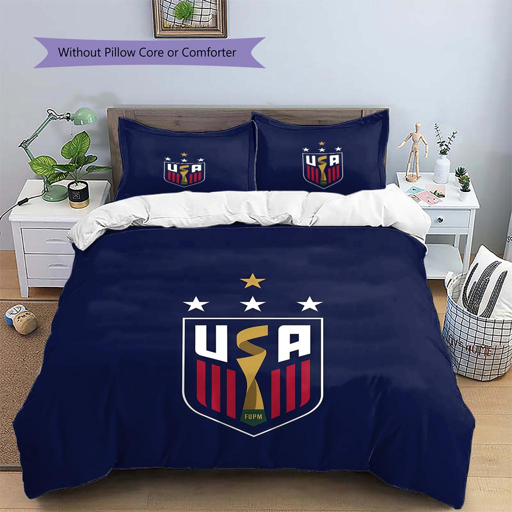 USMNT Pattern Bedding Quilt Set Home Decoration Gift (1 * Duvet Cover + 2 * Pillowcase Without Core)