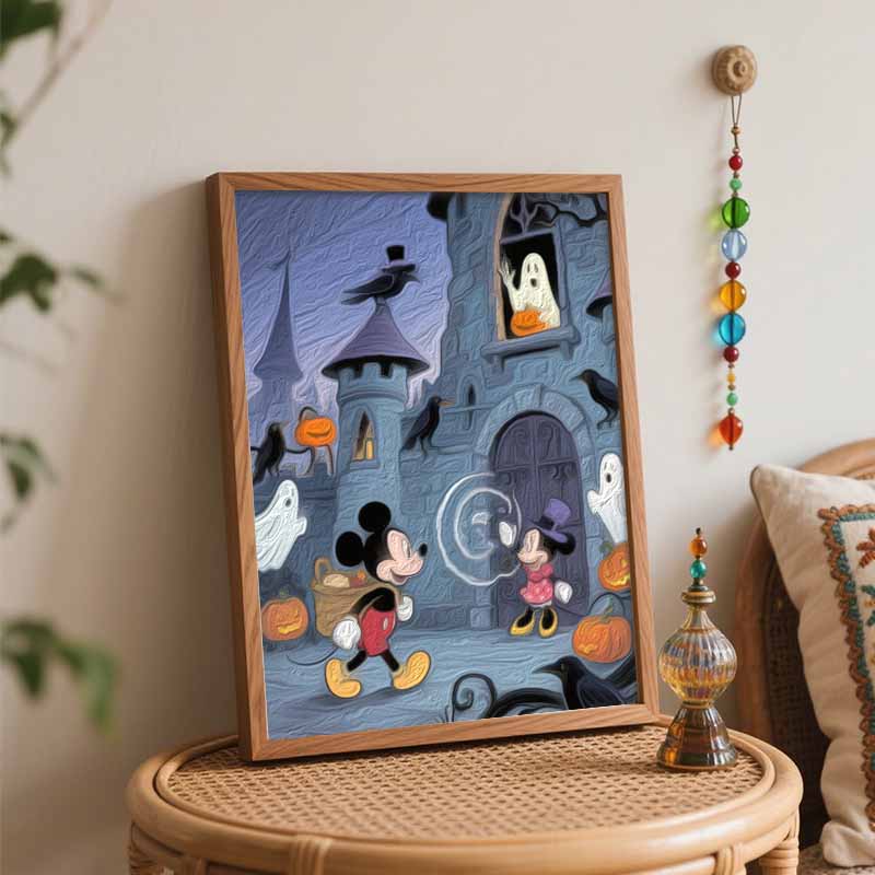 Disney Digital Oil Painting Art Painting Halloween Castle Pumpkin Ghost Handmade Diy Home Decorations