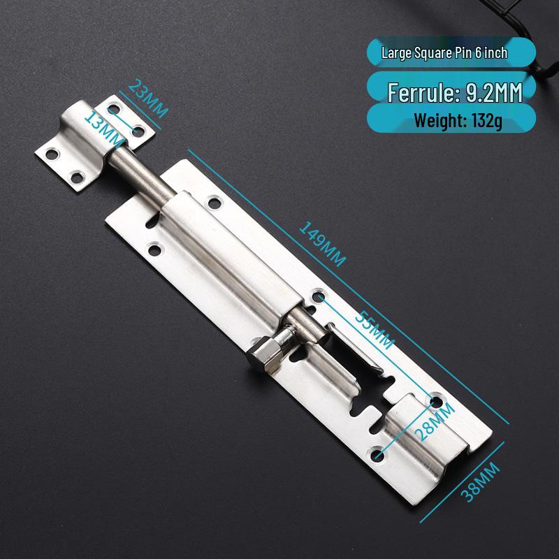 Thickened Stainless Steel Anti-Theft Door & Window Latch: Square Bolt for Cabinets & Doors, Surface-Mounted, Chinese Style