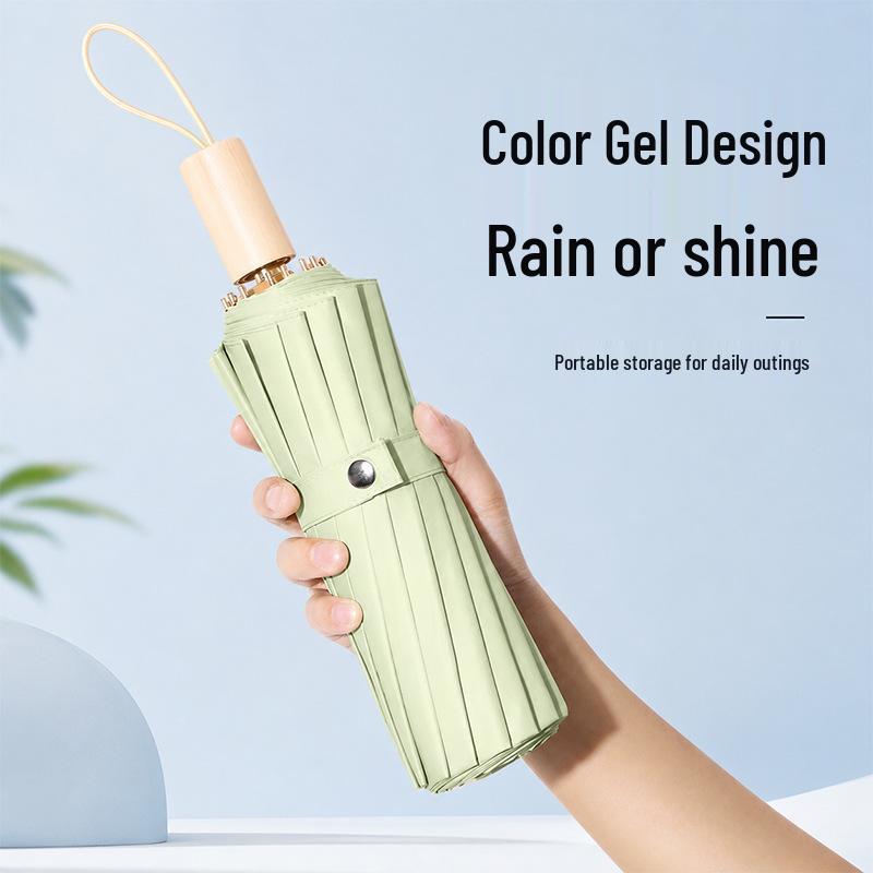 16-Rippen Dual-Use UV-Schutz Faltbarer Regenschirm für Sonne & Regen mit Elegantem Farbgel-Finish