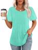 Pleated Round Neck Short Sleeve Women's T-Shirt - New 2024 European & American Style