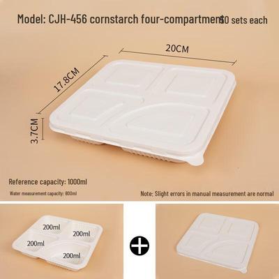 Boîtes à déjeuner compartimentées en amidon de maïs compostable avec couvercles
