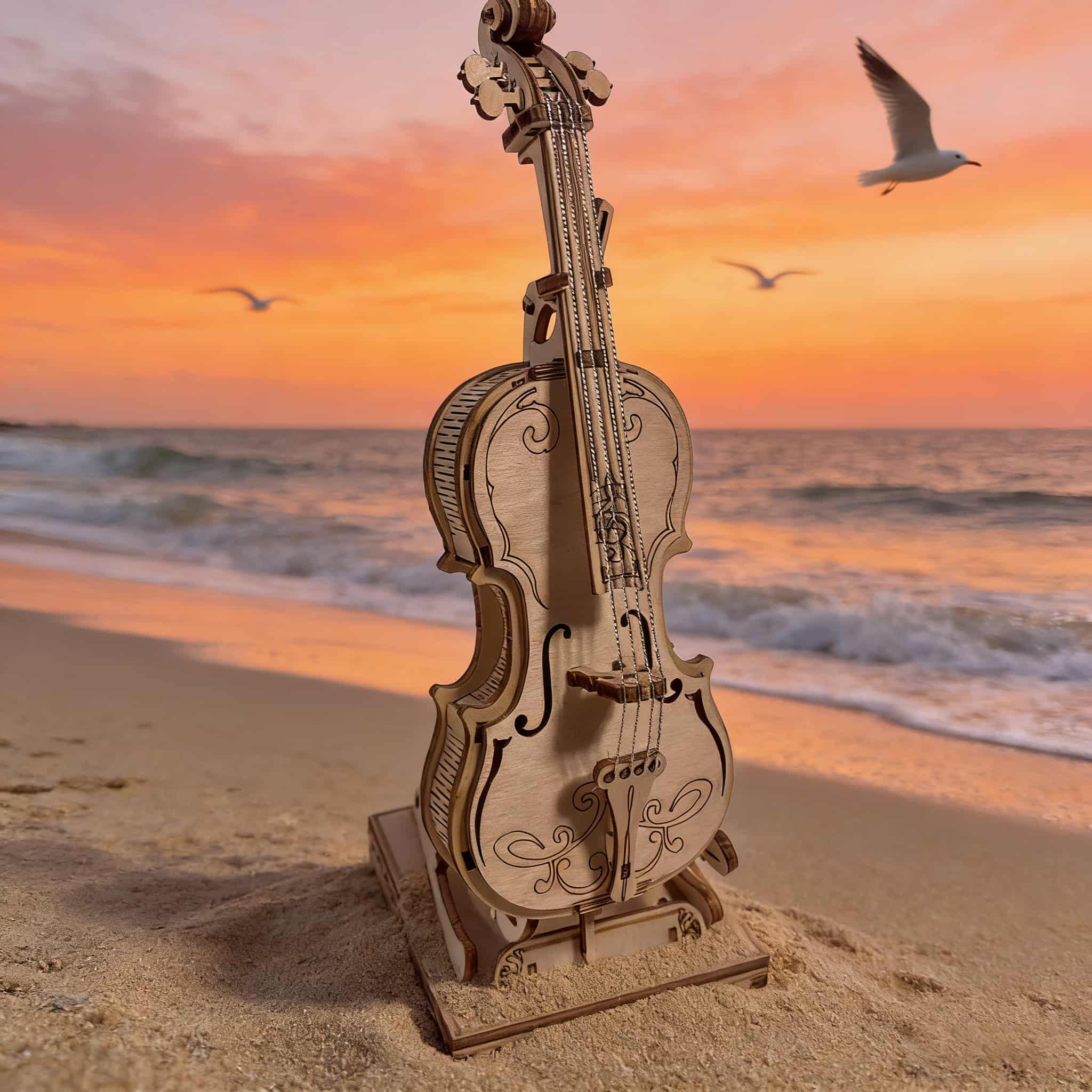 

Wooden Latest Violin Toy Puzzle DO-IT-YOURSELF Wooden 3D Truck Assembly Learning Birthday Present Christmas Present белый