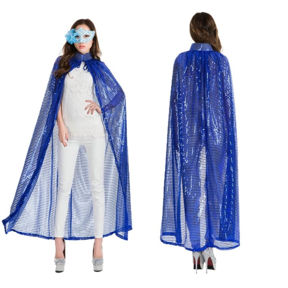 Vintage Glanzende Pailletten Cape Fantasy Glanzende Mantel Nieuwe Halloween Cosplay Gewaad Feest