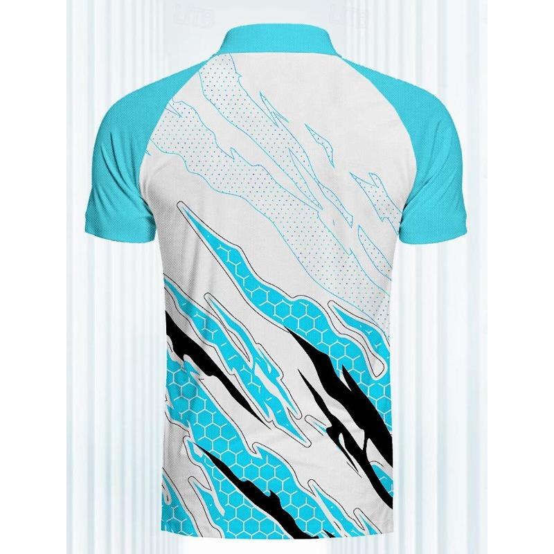 Line Wavy Men's Sportswear Printed Polo Shirt Outdoor Street Casual Short Sleeve Blue Orange Summer Spring Lapel Polo Shirt