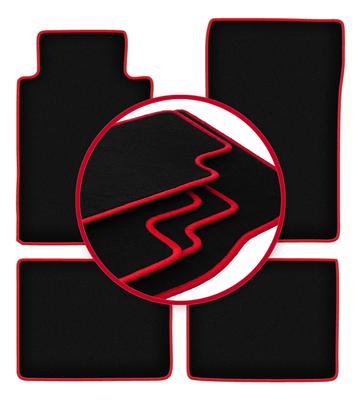 Velour Floor Mats with Red Edge For: Mercedes E W124 Sedan, Station Wagon (1984-1997)