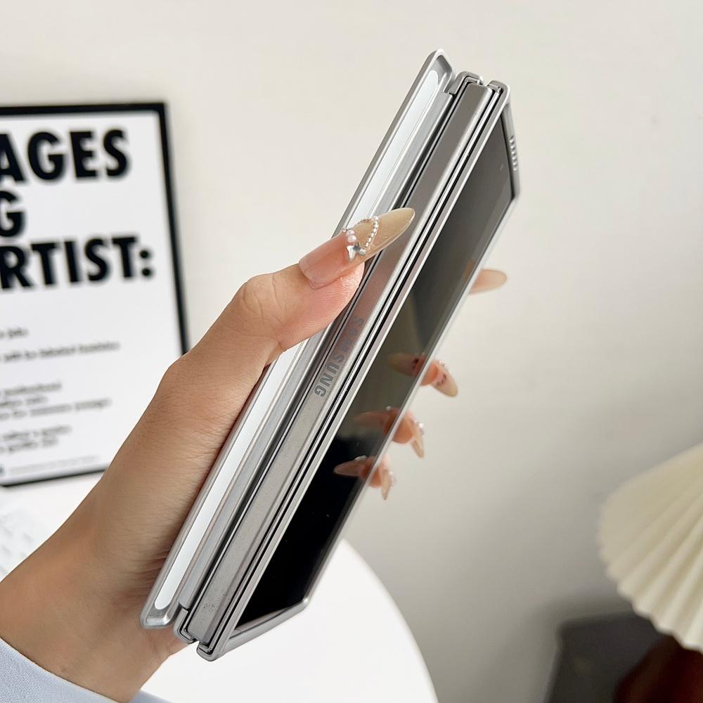 Husă de telefon cu balama, textură metalică mată de lux, pentru Samsung Galaxy Z Fold 7 6 5 4 5G, cu bumper magnetic din PC dur Magsafe