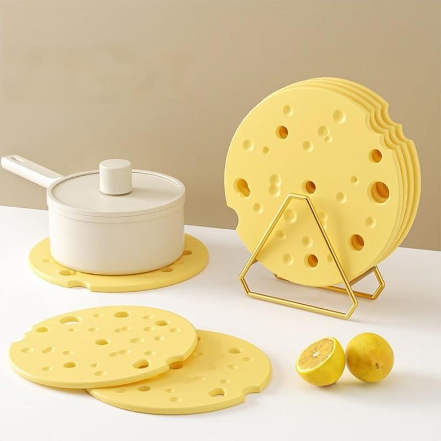 1/2pcs Heat-resistant Mat Cheese Shape Non-Slip Table Mat Anti-scald Cup and Bowl Mat Oil-resistant for Sideboard Kitchen Bar