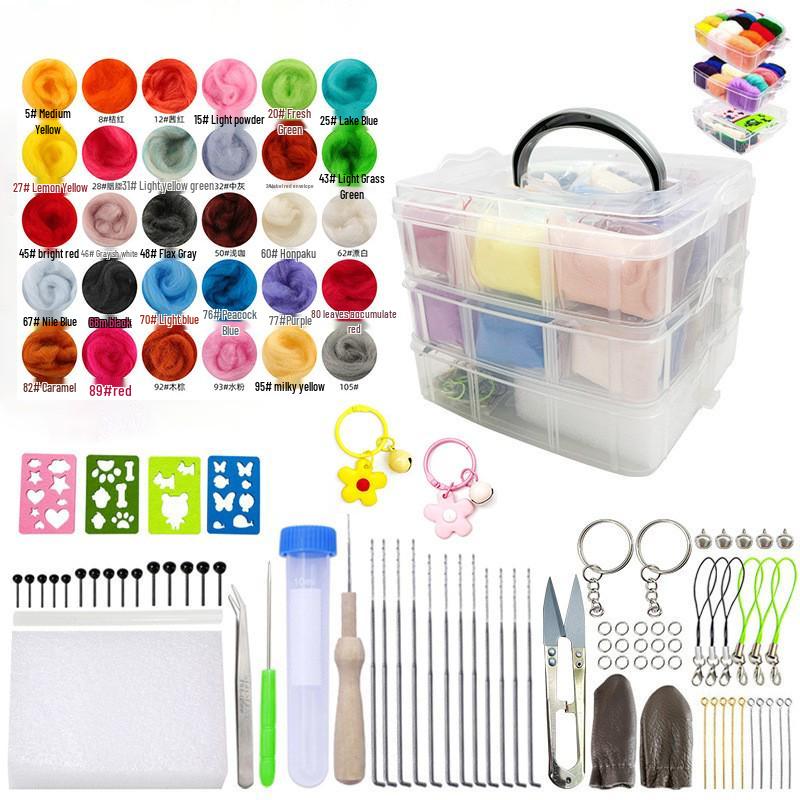 Wool Felt Handmade Couple Doll Kit - Creative DIY Gift Set with Tools & Accessories