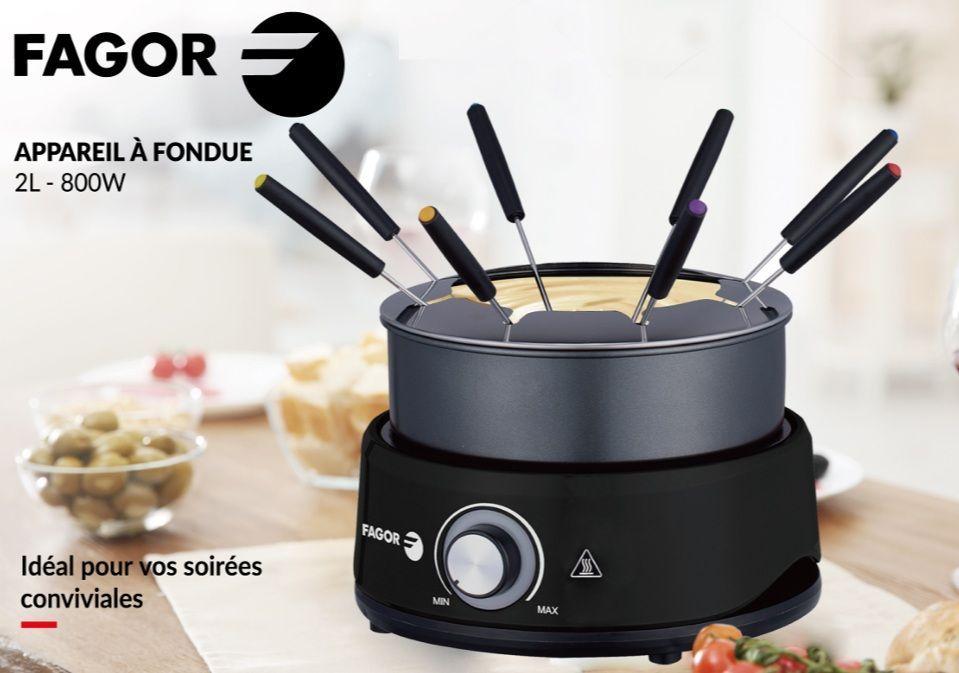 Appareil à fondue FAGOR - FGFD8 - Capacité 1,6L - Jusqu'à 8 personnes - Thermostat réglable - 800W