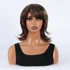 Peruci sintetice ondulate de doamnă pentru femei Lungime până la umeri Perucă bob blondă, maro mixtă, cu breton, petrecere cosplay zilnică, păr din fibre rezistente la căldură