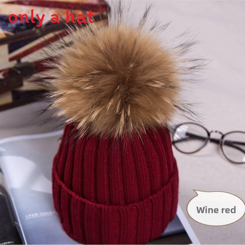 Adult Acrylic Knit Hat With Plush Ball Winter Warmth For Autumn And Winter