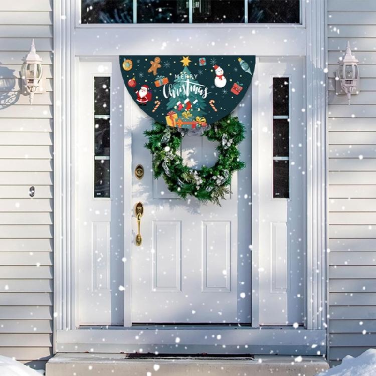 Christmas Fan Flag Door Decoration Polyester Materials Holiday Party Supplies Easy To Hanging Banners Accessory