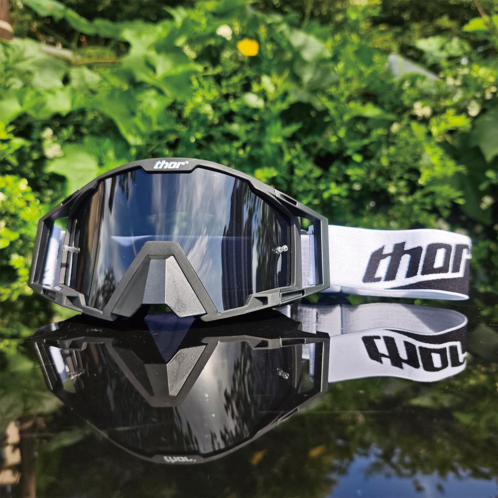 

Thor goggles for off-road cycling, confident riding glasses, sports outdoor mountaineering sunglasses, wind and sand protection Black Frame Black Film LS