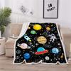 Space Planet Flannel Throw Blanket Super Soft Funny Travel Blanket Boys Kids Space Rocket Blankets Birthday Festival Home Decor