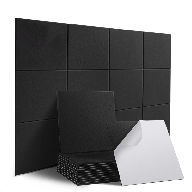 

2/6pcs Sound Absorbing Panels, Self-Stick Polyester Foam Squares, Noise Reduction Wall Decor for Home, Office or Studio Backg 2pcs чорний