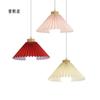 Retro Fabric Small Chandelier Solid Wood Home Restaurant Homestay Chandelier Nordic Single Head Living Room Bedroom Bedside Lamp