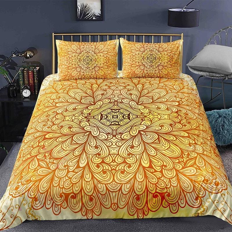 Bohemian 2/3pcs Boho Mandala Bedding Set Twin Queen King Size Comforter Duvet Quilt Cover and Pillowcase Soft Bedclothes