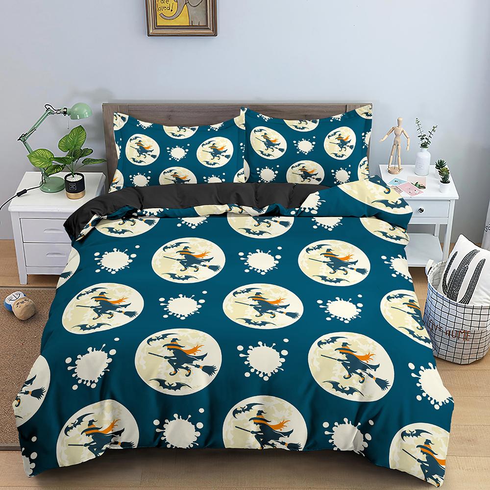 Halloween Bettbezug Cartoon Kürbislaterne Bettwäsche Geist Steppdeckenbezug Kinder Jungen Mädchen Halloween Geschenk Raumdeko 3-teilige Bettwäsche