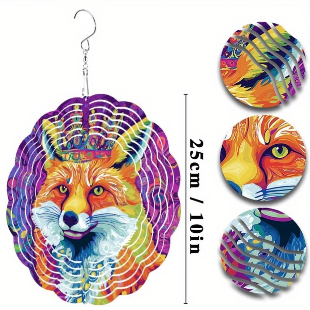 Fox Wind Spinner Metal Garden Decor with Rotating Hook for Patio Yard Outdoor Decoration No Power Needed Wind Chime