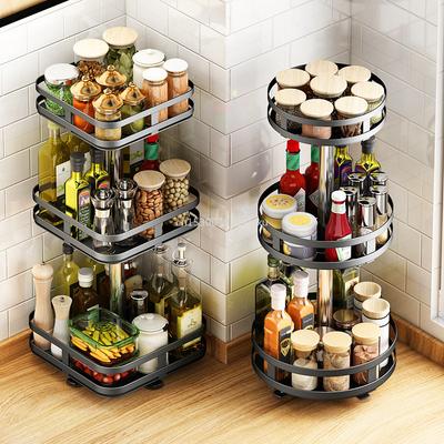 Creativi Rotatable Kitchen Seasoning Racks  Bottle Storage Sorting Multifunctional 1/2/3 Layer Detachable Round