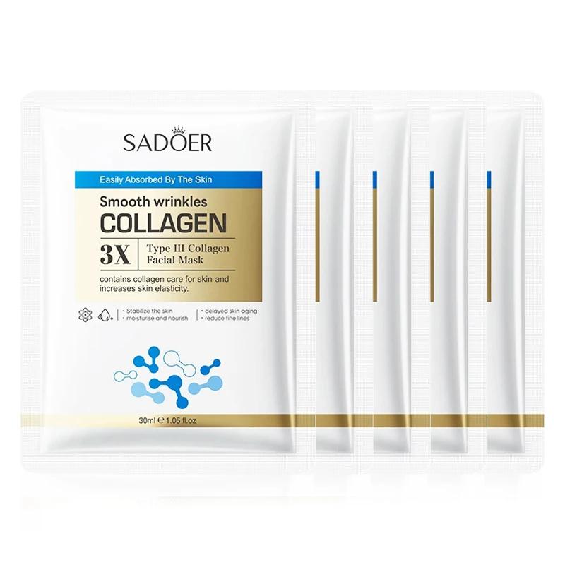 5/10pcs SADOER Collagen Face Mask Skincare Moisturizing Brightening Hydrating Anti-aging Facial Masks Face Sheet Mask Skin Care