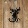 Vintage Deer Double Hook Wall Mount Coat Rack for Home Garden Courtyard Decoration