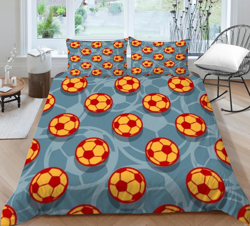 Bedding Set Bedspread Bed Cover Quilt Covers Football Printing Home Bedclothes Luxury Soft Pillowcase Breathable