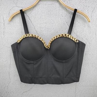 Camiseta sin mangas strapless con detalle de cadena con un diseño retro. Top para mujer adelgazante y elegante. Camisolas y camisetas sin mangas
