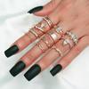 European and American jewelry, butterfly nail ring, diamond petal star gold 11-piece ring set
