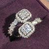 Shiny Zirconia Opening Ring Lady Luxury Silver Color Finger Jewelry Wedding Party Fashion Gorgeous Adjustable Accessories