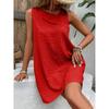 Summer Slim Fit Slash Neck Sleeveless Dress Women A Line Elegant Casual Short Dress Woman Fashion Loose Simple Beach Lady Dresses 24257