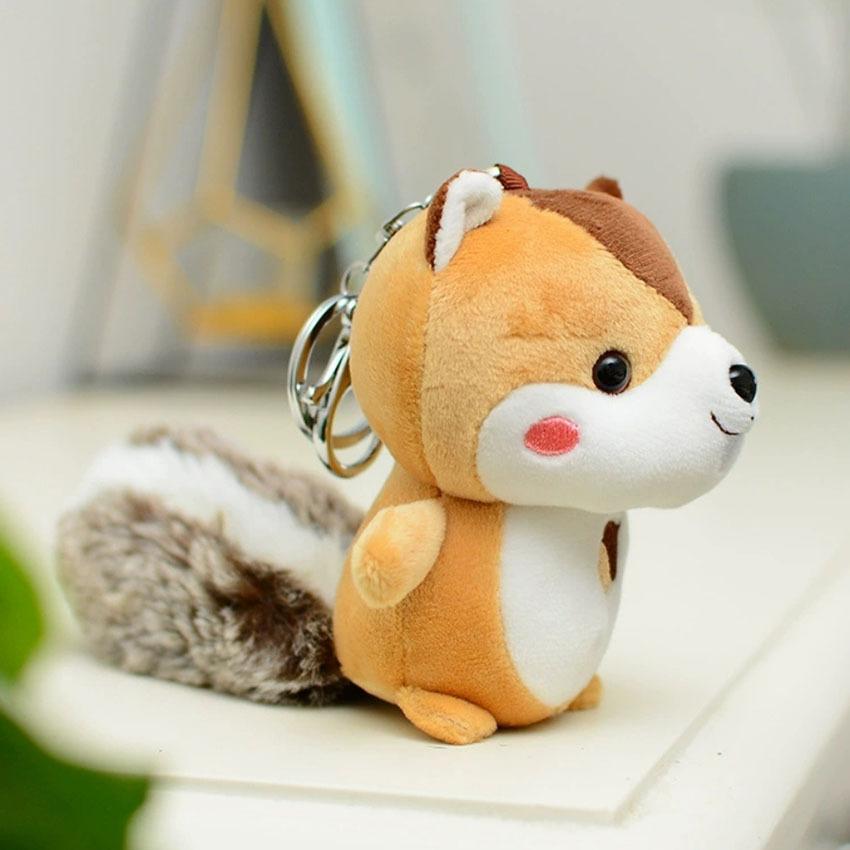 Big Tail Squirrel Plush Toy Pendant Small Doll School Bag Hanging Bag Keychain Mini Doll Machine Accessories