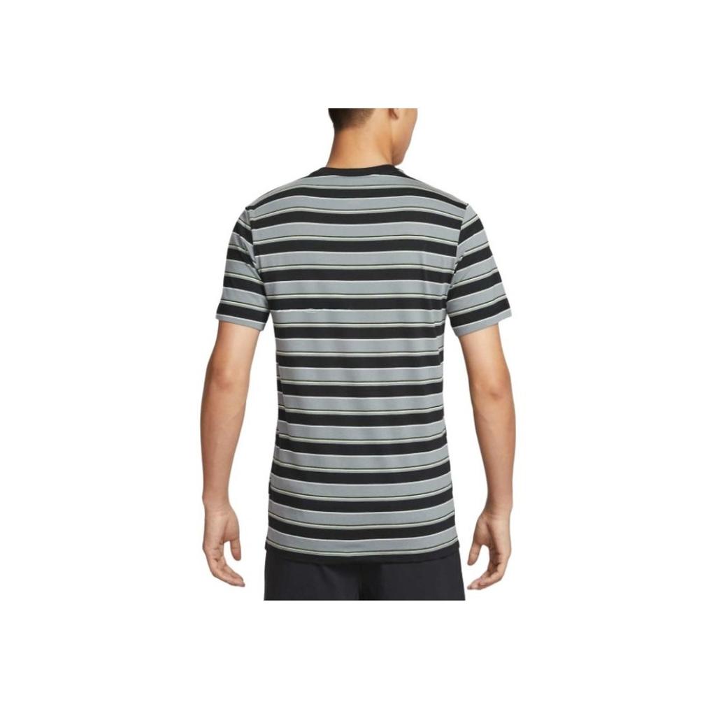 Nike Breathable Comfortable Outdoor Striped Sports Short Sleeve T-Shirt Men Tops Black Gray HJ0551-010