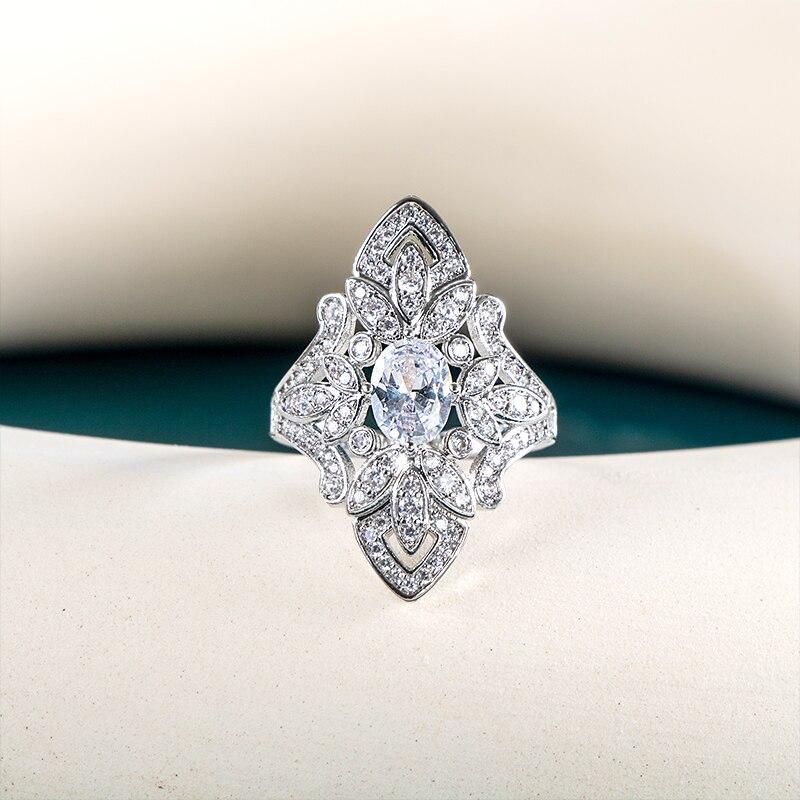 BELLA BOX Luxury Fashion Wedding Rings Women Delicate Floral Cubic Zirconia Engagement Rings Party Gift Silver Color Jewelry