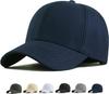 Pure Cotton Hard Top Solid Color Baseball Cap Big Head Adjustable Casual Cap Blue