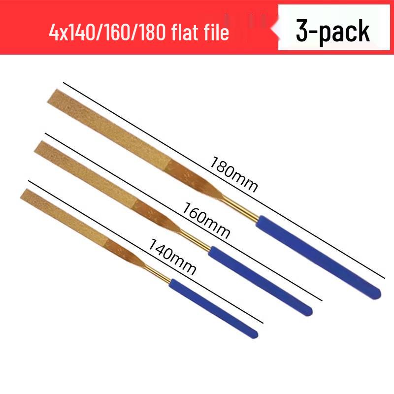 Titanium-Plated Diamond File Set: Flat/Incline with Extra Grade Carborundum for Precision Shaping, Free Shipping