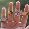 Fashion Butterfly Adjustable Rings Opening Rings Flower Finger Open Rings Alloy Texture Suitable for Various Occasion