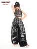 Girls' Sequin Jazz Dance Set: Rhinestone Vest, Shorts & Long Pants for Street Dance Performance