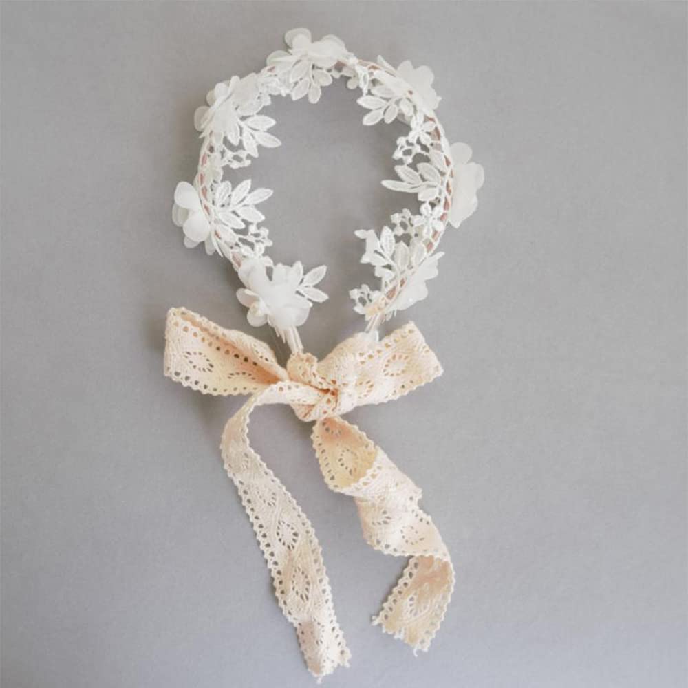 DFsucces Pearl Flower Headband, Headband, Flower Crown, Lace Hair Accessory, Stylish, Formal, Dance Costume (White)
