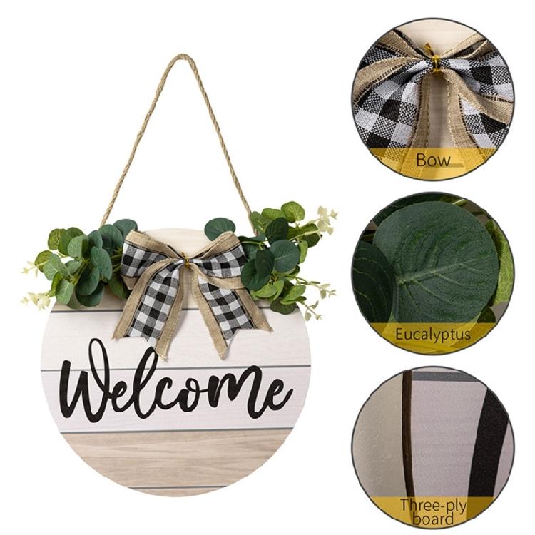 Welcome Sign Home Decorations Wreath Spring Bowknot Eucalyptu Wreath