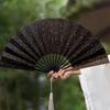 Sprinkled Gold Antique-style Folding Fan Carved Men Hand Fan Chinese Style Dance Fan  Summer