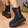 Thick-soled Snow Boots Women's New Winter Side Zipper Piled Thickened Short Boots Thermal Cotton Shoes